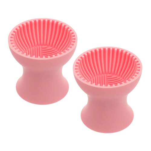 10Pcs Portable Silicone Makeup Brush Cleaner Cup Soft Pink Tool 1