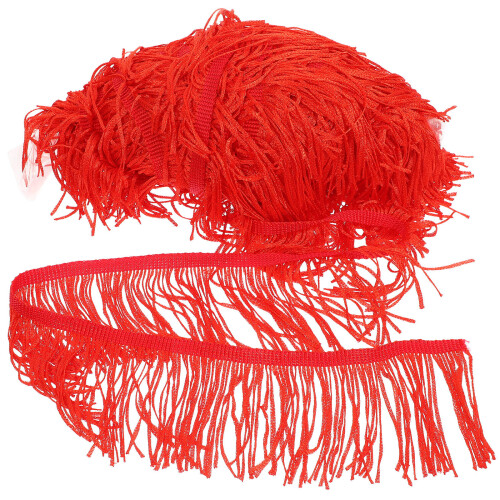 2Pcs Red Fringe Tassel Trim Polyester Lantern Accessory for Decor