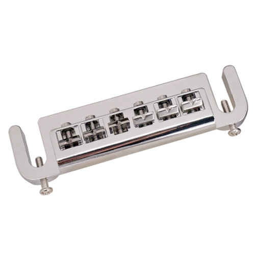Pro 52.5mm Pigtail Style Adjustable Wraparound Bridge Tailpiece for  Style Electric Guitar, Silver 2