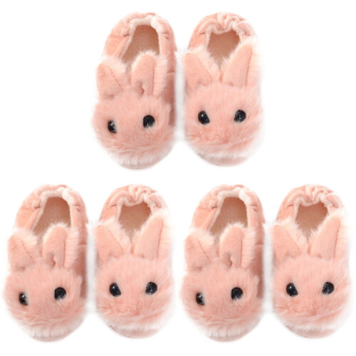 3Paren Creatieve Kindersloffen Roze Warm Antislip Konijn 2