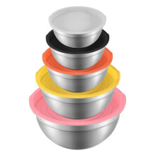 Mixing Bowl with Lid Set of 5, Stainless Steel Nesting Salad Bowl Set for Prepping, Mixing and Serving