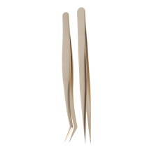2pcs Eyelash Extension Tweezers Set Stainless Steel, Bent & Straight 13.2-13.6cm