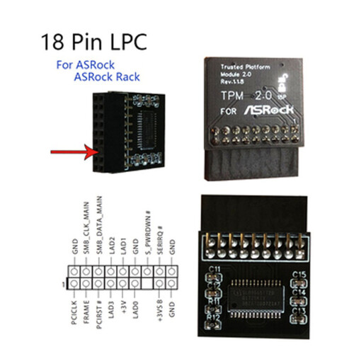 Tpm 2.0 Encryption Security Module Board Remote Control TPM2.0 LPC 18Pin Motherboards Card for ASROCK for Windows 11 1
