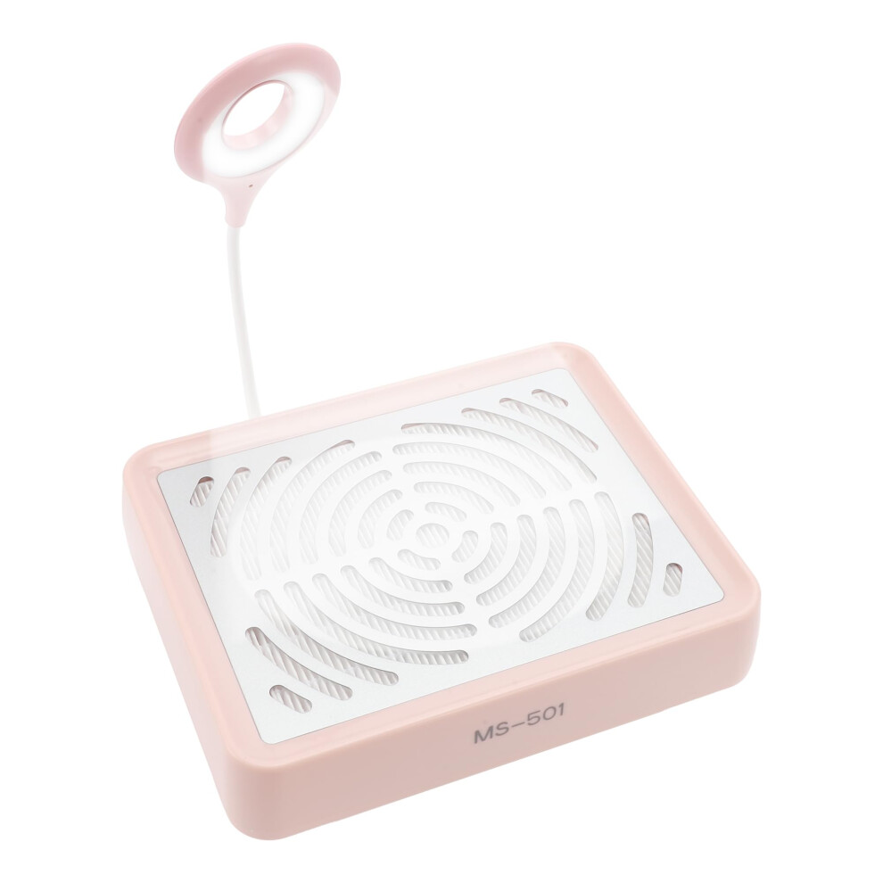 Pink Nail Dust Collector With Adjustable Suction And Lamp, Low Noise Vacuum For Acrylic Gel Nails,