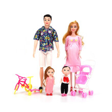 Familienpuppen-Set mit Papa, schwangerer Mutter,
