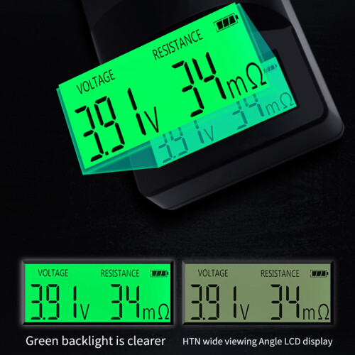 Digital Display Battery Voltage Internal Resistance Tester 0-999MΩ Universal 18650 Lithium Battery AA Detection 2