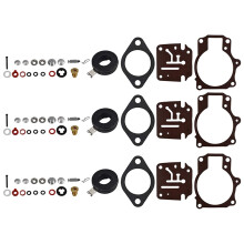 3 x Carburetor Carb Rebuild Repair Kit and Float Fit for Johnson Evinrude 396701 65 70 75