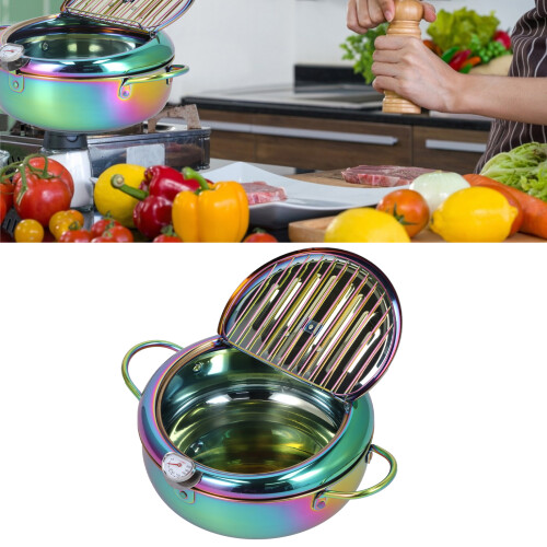 Fritteuse aus Edelstahl mit Thermometer, 3,2 l,