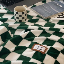 Vintage Checkerboard Leisure Blanket 150x200cm Green Fleece