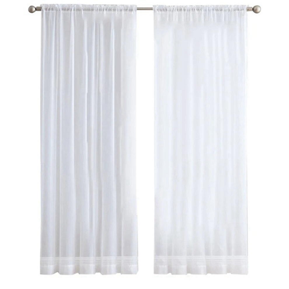 4 Panels Sheer Curtains 84 Inches Long Rod Pocket Window Treatment Gauze Voile Drapes For Bedroom Living Room White Semoic