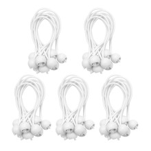 50 Pcs Bungee Cord with Balls Elastic Ties Bungee Toggles Ties for Marquees,Tents Banners,Flag Poles,Tarp (White)