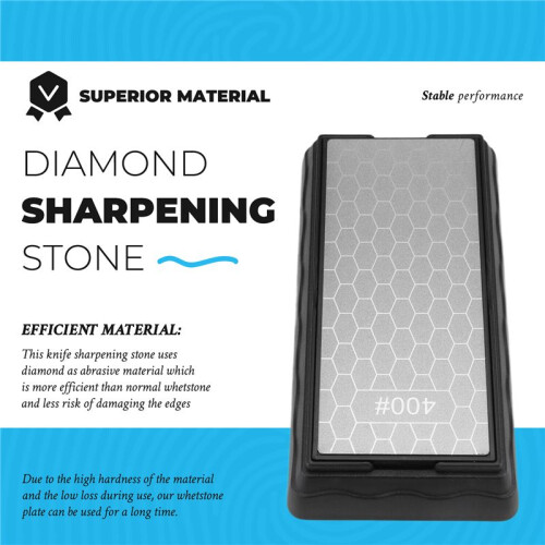 Double-Sided Diamond Sharpening Stone,Whetstone Honeycomb Surface Plate with Non-Slip Base(400/1000 Grit) 2