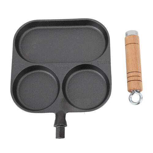 3-Section Cast Iron Breakfast Pan 18.5cm Non-Coating Frying Pan 2