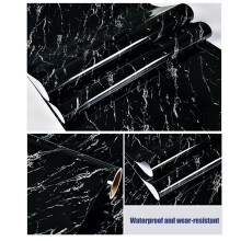 Schwarze Marmor Tapete selbstklebend 40x300 cm