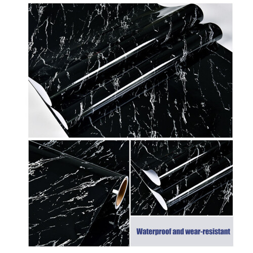 Schwarze Marmor Tapete selbstklebend 40x300 cm