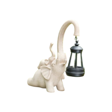 Harzfigur Elefant mit Solar-Lampion Garten- und Hausdeko
