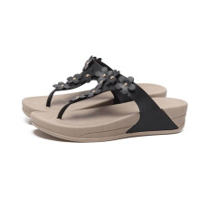 (Black,39Foot Length24.5cm/9.8in)Wedge Flip Flops Sandals Thick Sole Open Toe Shoes For Women Beach Home Summer