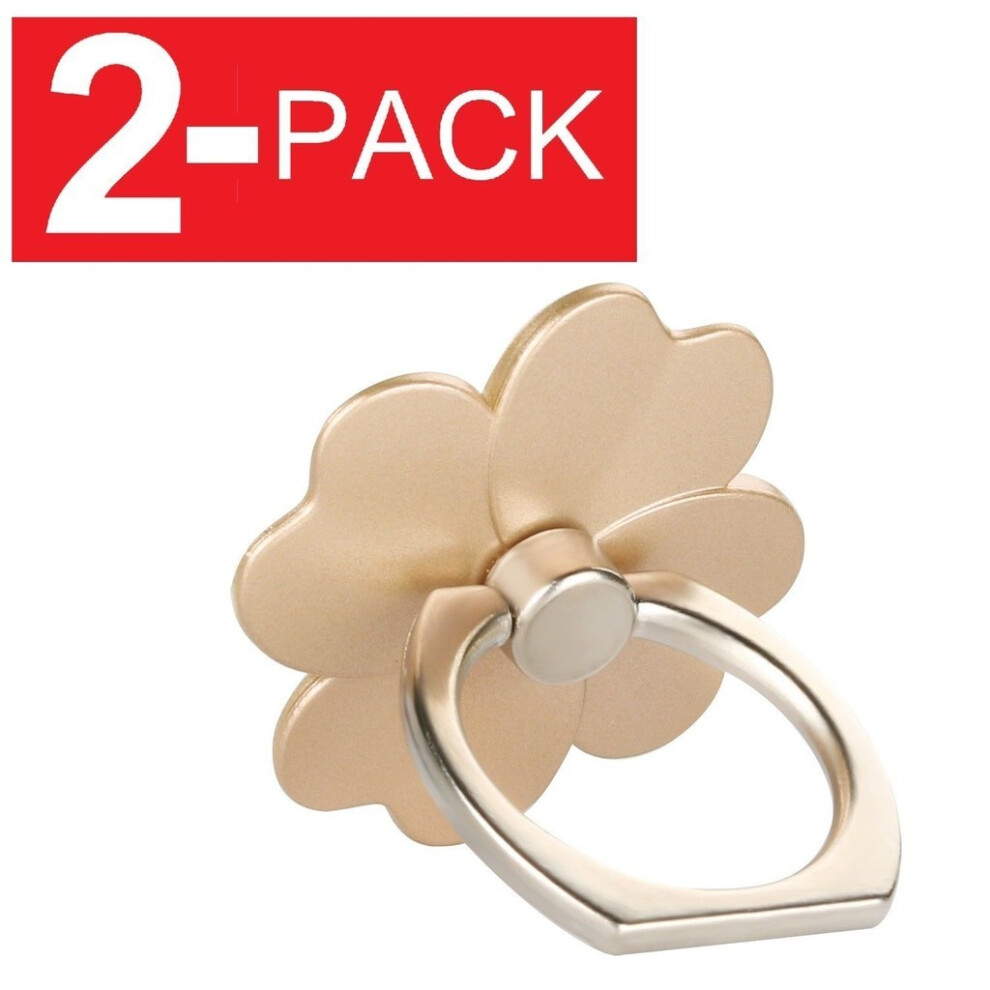 (Gold) 2Pack Universal 360 Rotating Finger Ring Stand Holder For Flower Cell Phone Gold 694213930607