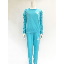 (Blue,Tag M=US XS)Fashion Round Neck Sweater Pants Suit Women 2pcs Pullover Sweatshirt Hoodie