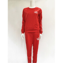 (Red,Tag L=US S)Fashion Round Neck Sweater Pants Suit Women 2pcs Pullover Sweatshirt Hoodie