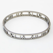 (Silver) Element Roman Numeral Stainless Steel Bracelet Women Fashion Hand Jewelry Gift