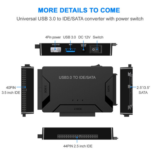 Adaptador  para USB IDE USB 3.0 2.0 Cabo Sata3 para HDD SSD de 2,5 3,5 Polegadas Conversor IDE  Adaptador, Plugue UE 1