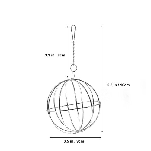 2Pcs Small Animal Grass Feed Dispenser Ball Silver with Iron Hook