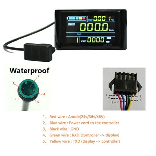 SW900 Colour Screen Ebike LCD Display 24V/36V/48V/60V/72V E-Bike LCD Meter Panel Display Ebike Accessories A 2