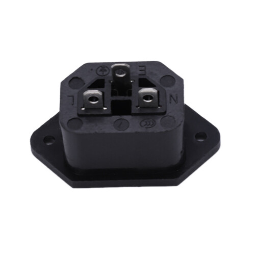 AC 250V 10A IEC 320 C13 Panel Mount Plug Connector Socket Black 2