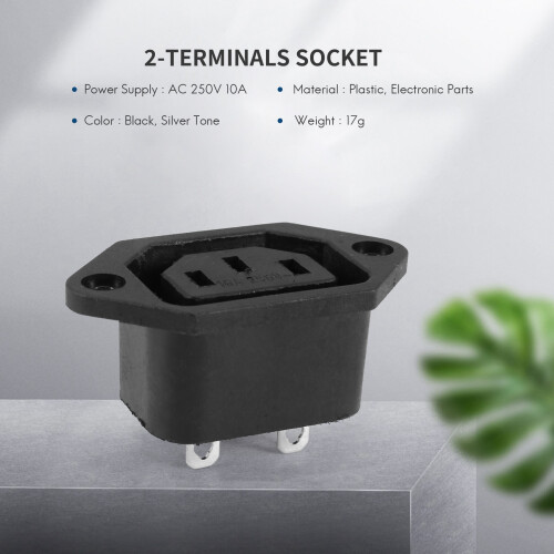 AC 250V 10A IEC 320 C13 Panel Mount Plug Connector Socket Black 1