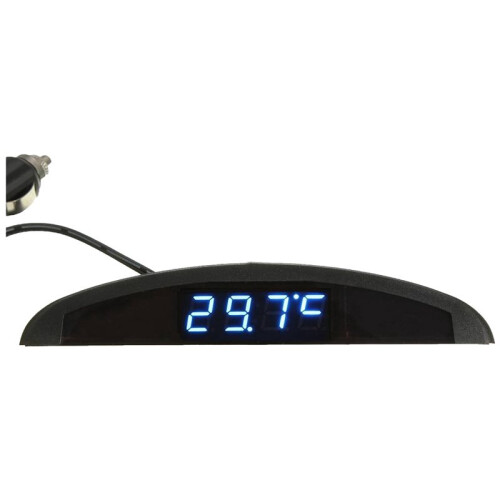 3-In-1 Auto 12V Digitale LED-Voltmeter Spanningstemperatuur Horlogethermometer, Blauw 1