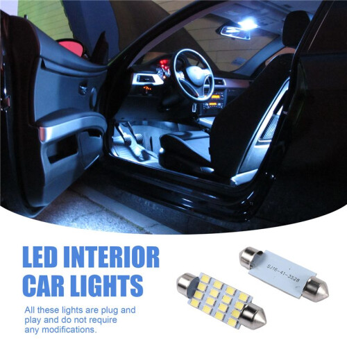 14X White LED Car Interior Inside Light Dome Trunk Map License Plate Lamp Bulbs 2