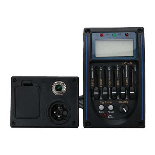 5-Band Prener LC5 Akustisk Gitarr Pickup Preamp EQ LCD Tuner Piezo Equalizer 2