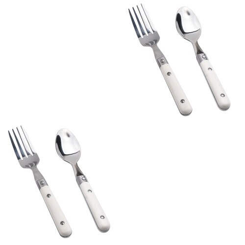 4Stk Kinder Tischbesteck Gabel Beige Kinder 2