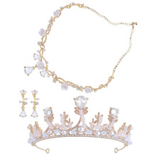 4Ensembles Ensemble Couronne Collier Et Boucles Clips Pour Fille