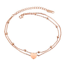 2Pièces Chaîne De Cheville Femme Or Rose Durable Bijou Cœur