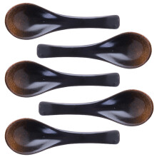 25Pcs Simple Style Black Ceramic Soup Spoons Bulk Home and Restaurant