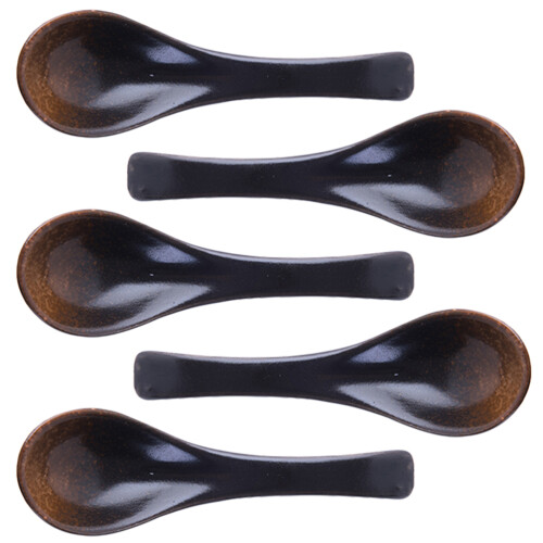 25Pcs Simple Style Black Ceramic Soup Spoons Bulk Home and Restaurant