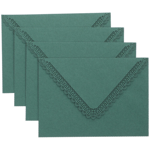 8Pièces Enveloppes Papier Vert Découpées Invitation Mariage