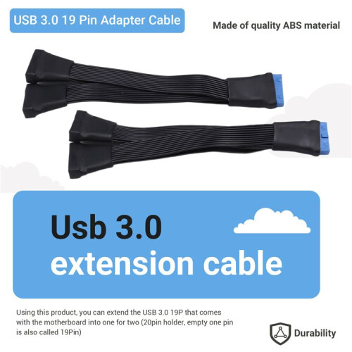 Placa-MãE USB 3.0 19PIN Header 1To2 Extension Splitter Cable 19Pin 20Pin Extension Header Adapter Cable Cable 15Cm 1