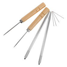 2Sets DIY Poppenhaartools Met Wisselnaalden Hout-Metaal Voor Fijn Werk