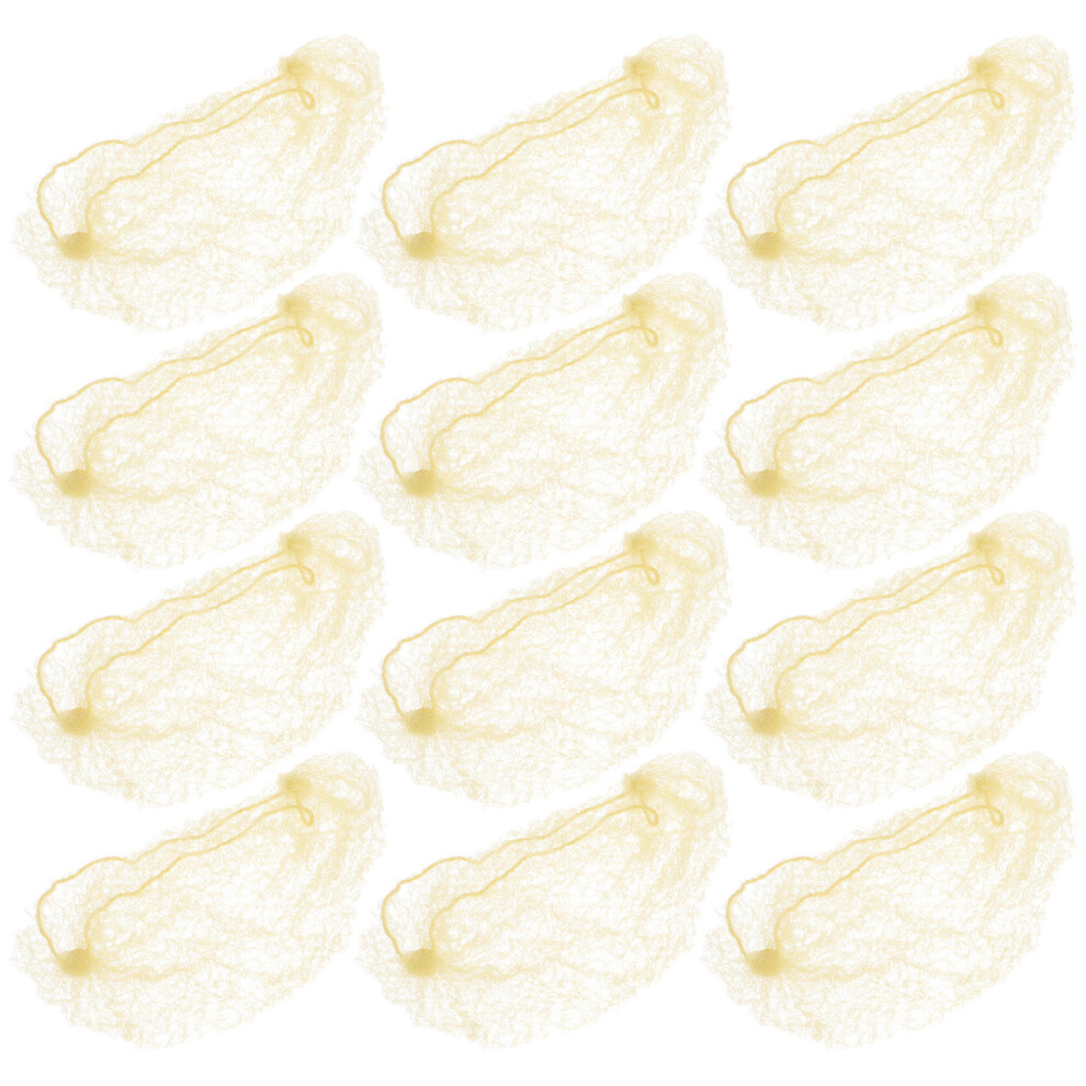 Inoomp 40Pcs Nylon Elastic Hair Nets Khaki Invisible Mesh Caps For Daily Use