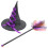 5Sets Plastic and Polyester Witch Hat Broom Kit Halloween Dress-Up 3