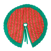2Pcs Red Xmas Tree Skirt Nonwoven Fabric Chic Tree Base Decoration Mat
