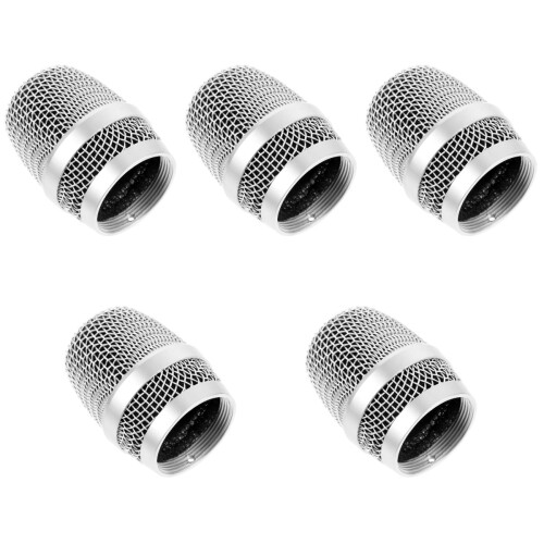 5Pcs Metal Mic Head Replacement Silver Microphone Grille Durable Parts 2