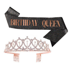 2Sets Birthday Party Supplies Decorative Etiquette Belt and Crown Set