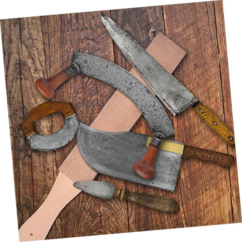 DoubleSided Leather Strop with Beech Wood Handle for Precision Razor Sharpening Stone 1