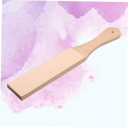 DoubleSided Leather Strop with Beech Wood Handle for Precision Razor Sharpening Stone 2