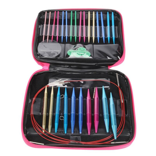 26 Pieces Aluminum Interchangeable Circular Knitting Needle Set,13 Size Interchangeable for Knitting