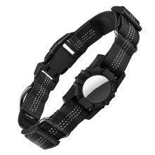 Dog Collar, Reflective Air Tag Dog Collar for Airtags - Adjustable Durable Heavy Duty Dog Collar Black